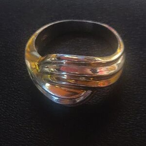 925 Sterling Silver and Gold Women's Ring Size 6.5